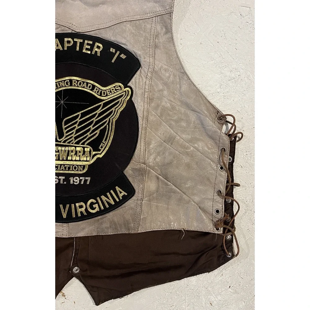 Vintage Hudson Leather‎ Gold Wing Road Riders Motorcycle Vest Mens 48 Grunge